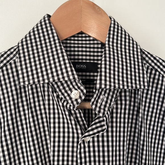 Hugo Boss Black and White Check Dress Shirt - Picture 2 of 5